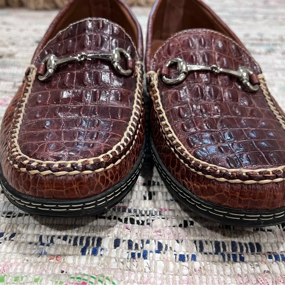 T.B. PHELPS Hornback Croco Bit Driver loafers size 9.5